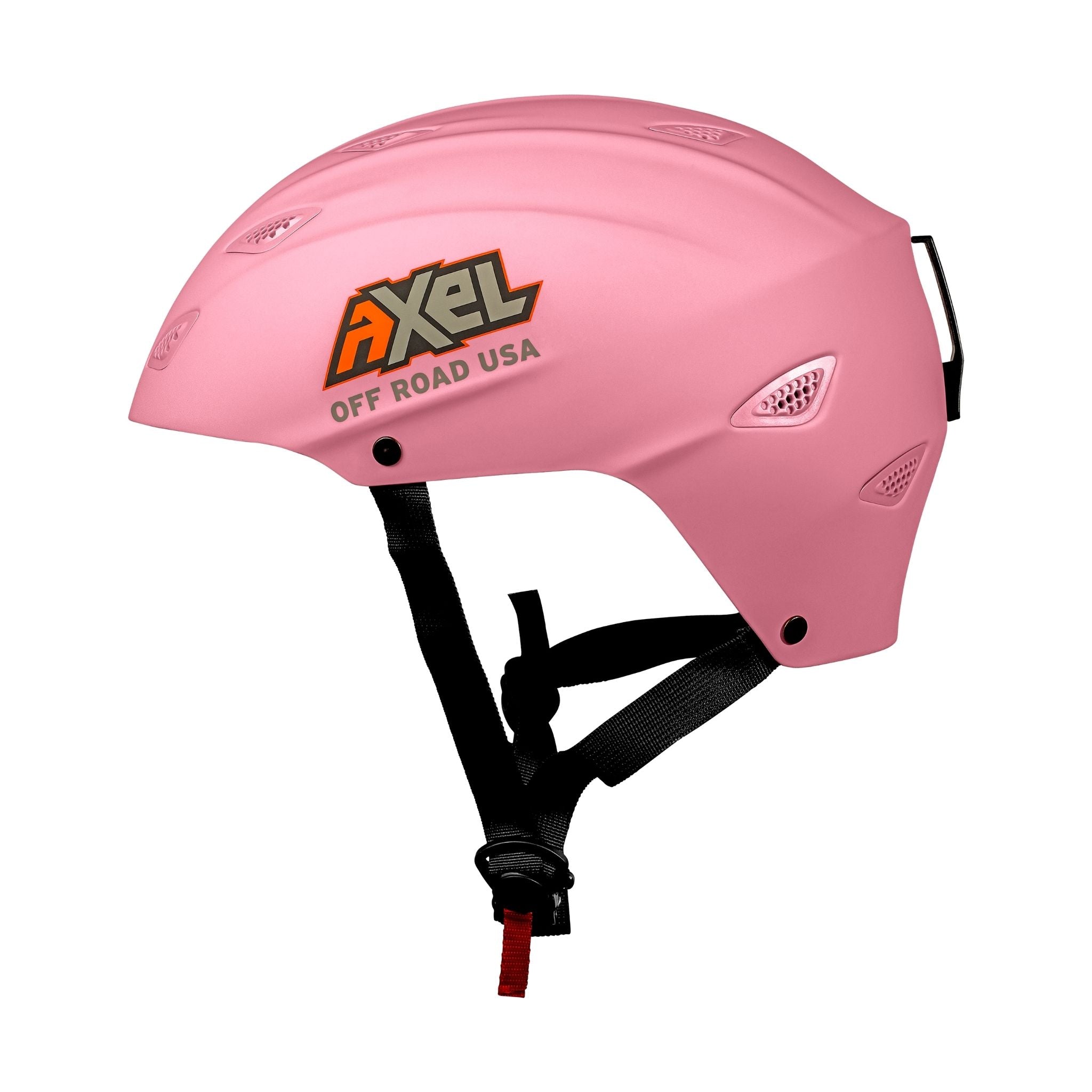 Side view of Pink Lightweight DOT certified helmet from AXEL Off Road