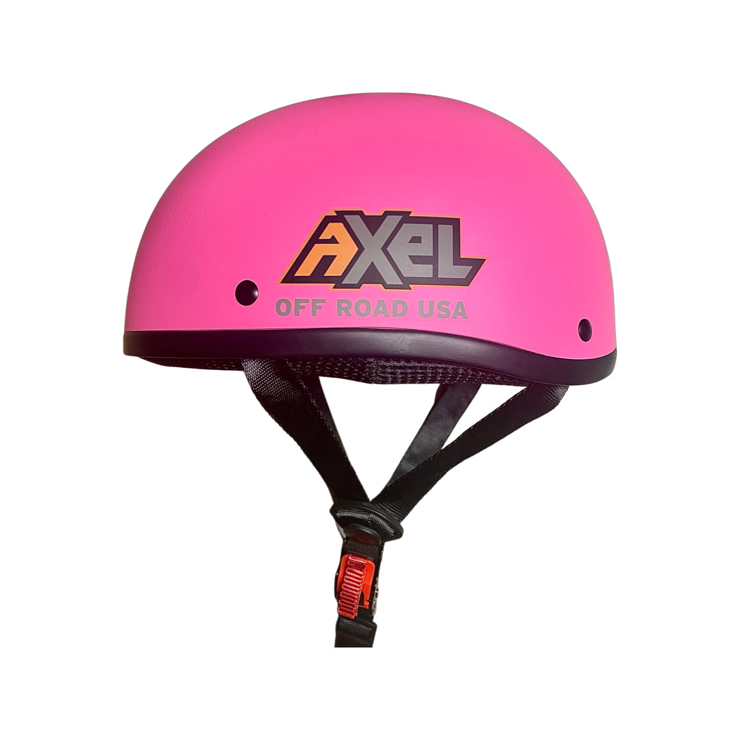 Side view of low profile DOT approved off roading helmet in pink
