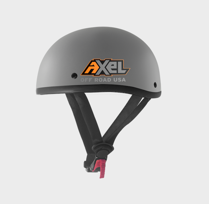 Side view of low profile DOT approved off roading helmet in grey