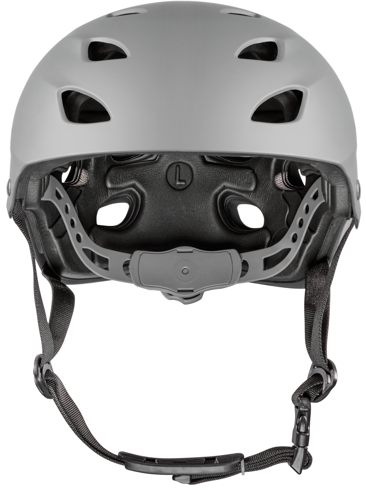 Front View of Gray Off Roading Helmet