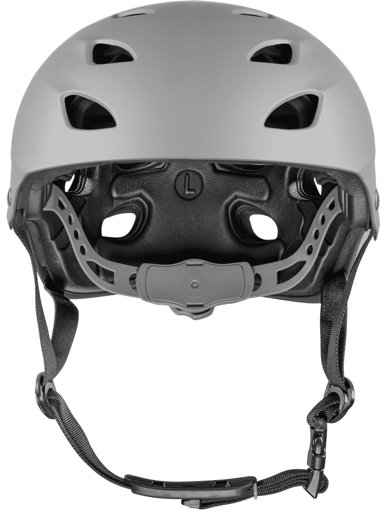 Front View of Gray Off Roading Helmet