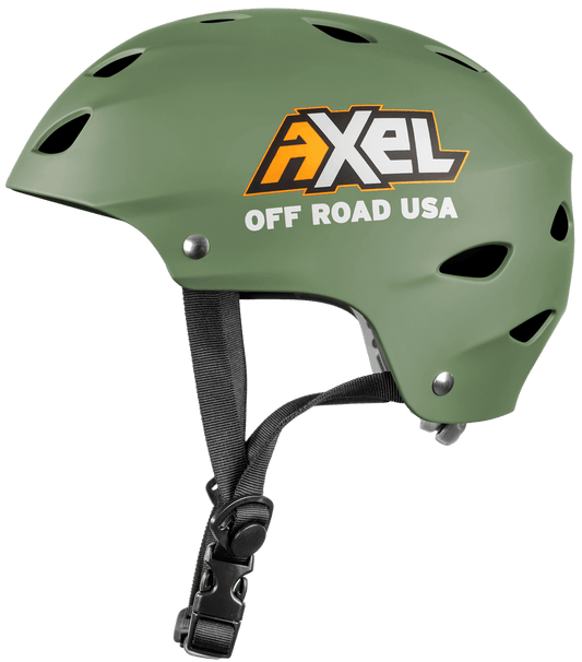 Side view of AXEL Off Road Trail Helmet Green