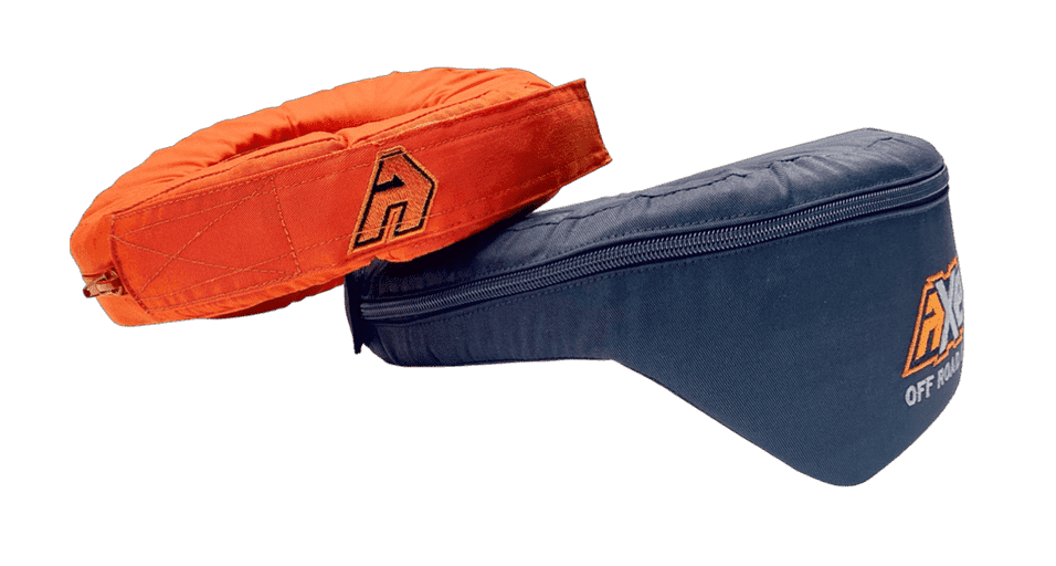 Axel Off Road Neck Braces in orange and black